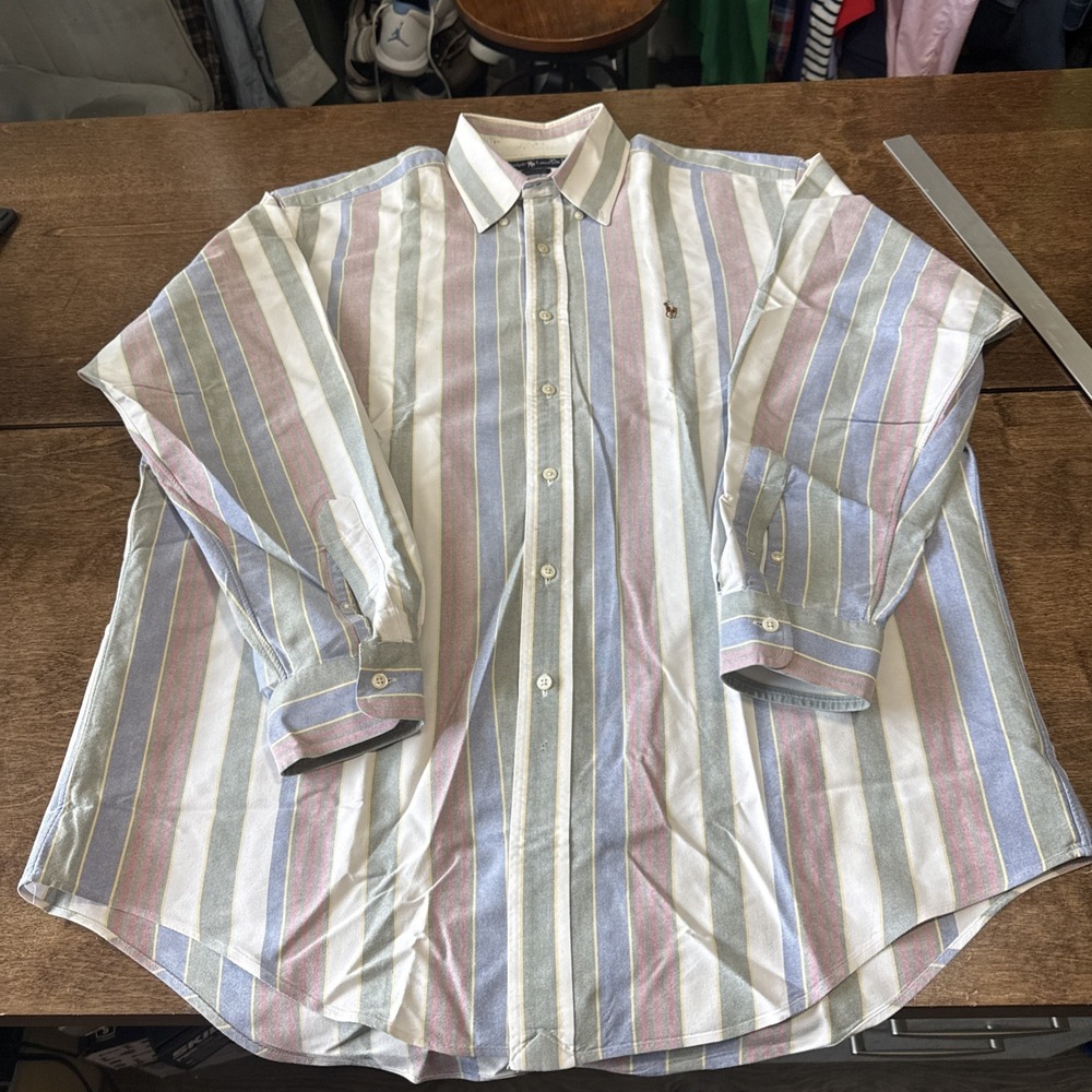 VTG Polo Ralph Lauren Men's Multi Striped Long Sleeve Button Down Size 16.6-35